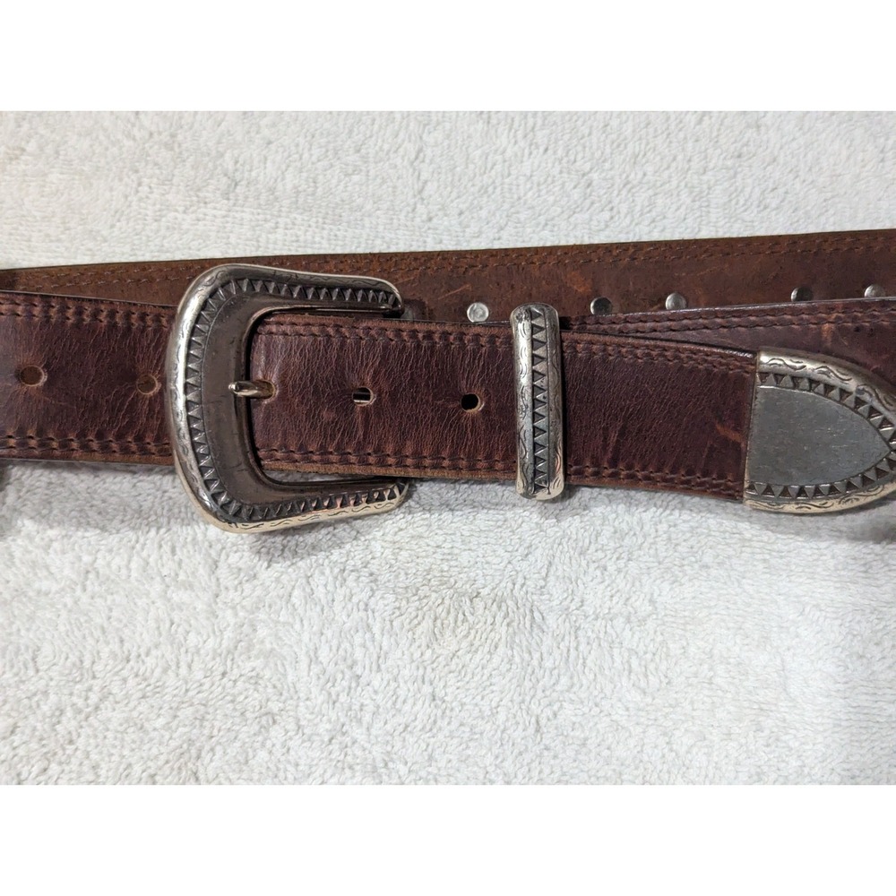 Vintage Billy Belts California Western Leather Belt Silver Conchos Size 30 USA - Picture 5 of 16